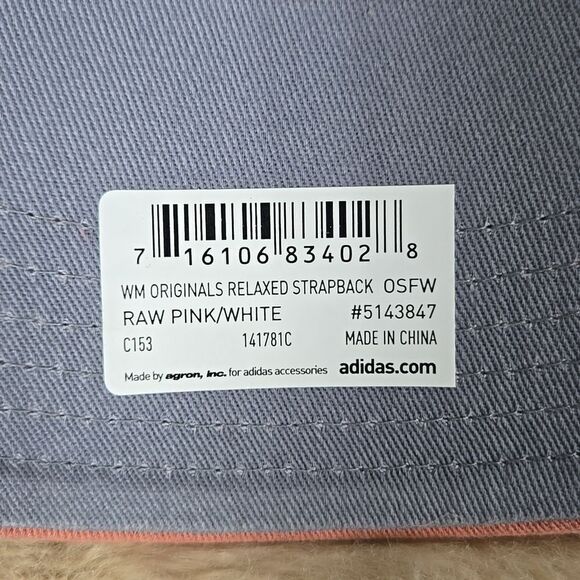 ADIDAS ORIGINALS RELAXED RAW PINK AND WHITE STRAPBACK HAT - NEW - Picture 5 of 6